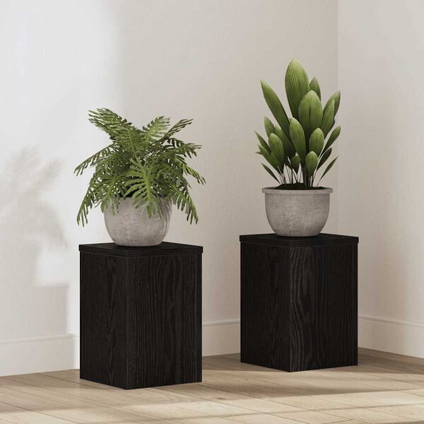 vidaXL Pflanzenst&auml;nder 2 pcs Schwarz Eichen-Optik 20 x 20 x 30 cm