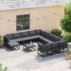 vidaXL Garten-Sofa-Set 12 pcs Schwarz Aluminium