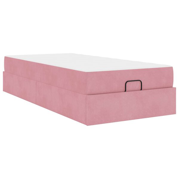 vidaXL Bettgestell mit Matratze mit Matratze 2 pcs Rosa Samt