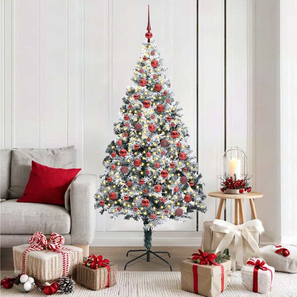 vidaXL K&uuml;nstlicher Weihnachtsbaum mit 300 LEDs mit St&auml;nder Wei&szlig; 180 cm