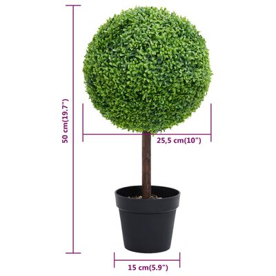 vidaXL Künstlicher Buchsbaum mit Topf Kugelform Grün 50 cm