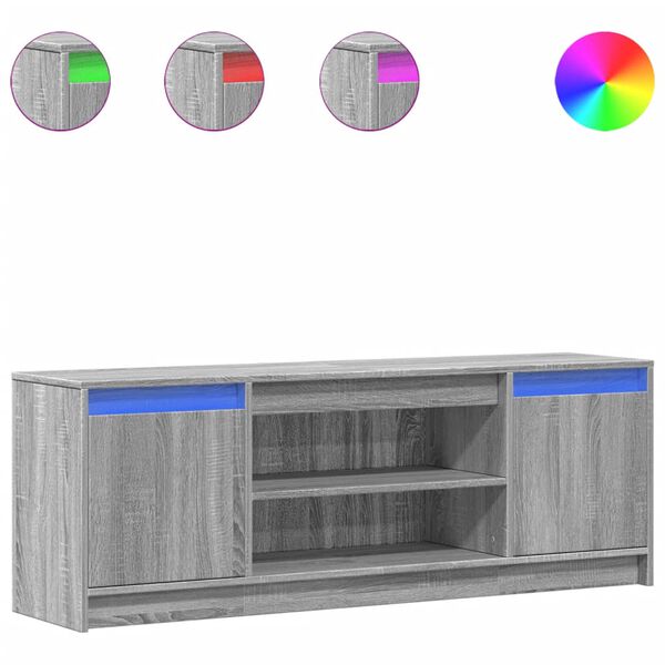 vidaXL TV-Schrank mit LED-Beleuchtung Grau Sonoma 139,5x34x50 cm