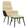 vidaXL Relaxsessel mit Hocker Creme Stoff und Kunstleder