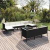 vidaXL 11-tlg. Garten-Lounge-Set mit Auflagen Poly Rattan Schwarz
