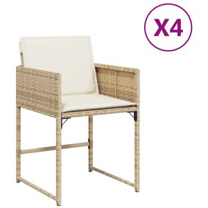 vidaXL Gartenst&uuml;hle mit Kissen 4 Stk. Beige Poly Rattan