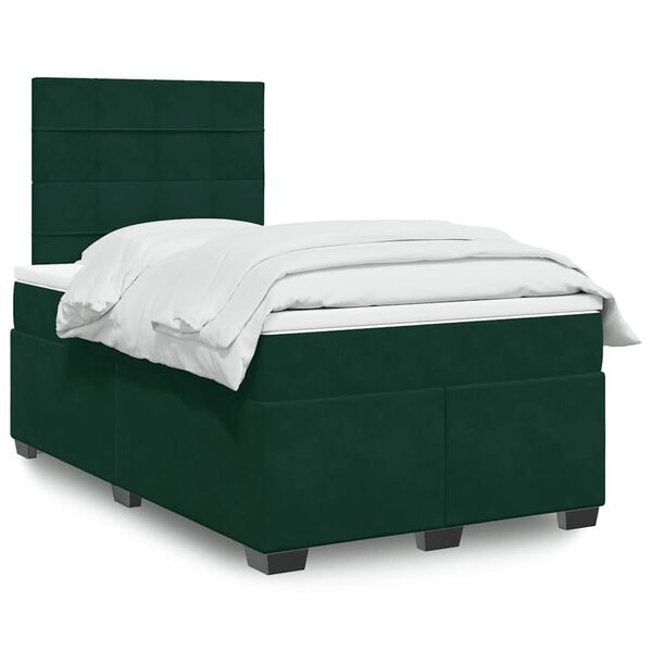 vidaXL Boxspringbett mit Matratze Dunkelgr&uuml;n 120x200 cm Samt