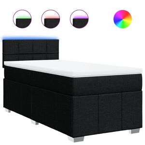 vidaXL Boxspringbett mit Matratze Schwarz 90x200 cm Stoff