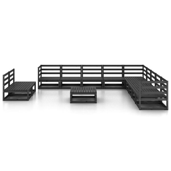 vidaXL 12-tlg. Garten-Lounge-Set Schwarz Massivholz Kiefer