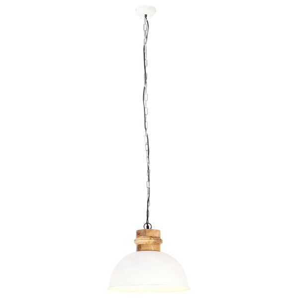 vidaXL H&auml;ngelampe Industriestil Wei&szlig; Rund 42 cm E27 Mango Massivholz