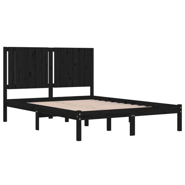 vidaXL Massivholzbett Schwarz Kiefer 140x190 cm