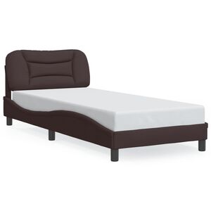 vidaXL Bettgestell mit LED ohne Matratze "Hvar" Dunkelbraun 90x190 cm Stoff
