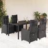 vidaXL 5-tlg. Garten-Essgruppe mit Kissen Schwarz Poly Rattan
