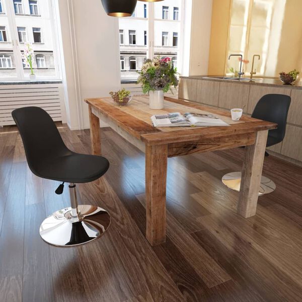 vidaXL Esszimmerst&uuml;hle 2 Stk. Drehbar Schwarz Kunstleder