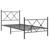 vidaXL Bettgestell mit Kopf- und Fu&szlig;teil Metall Schwarz 90x190 cm