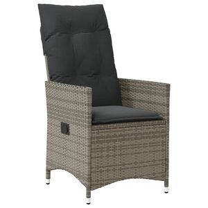 vidaXL Gartensessel Verstellbar mit Kissen Grau Poly Rattan
