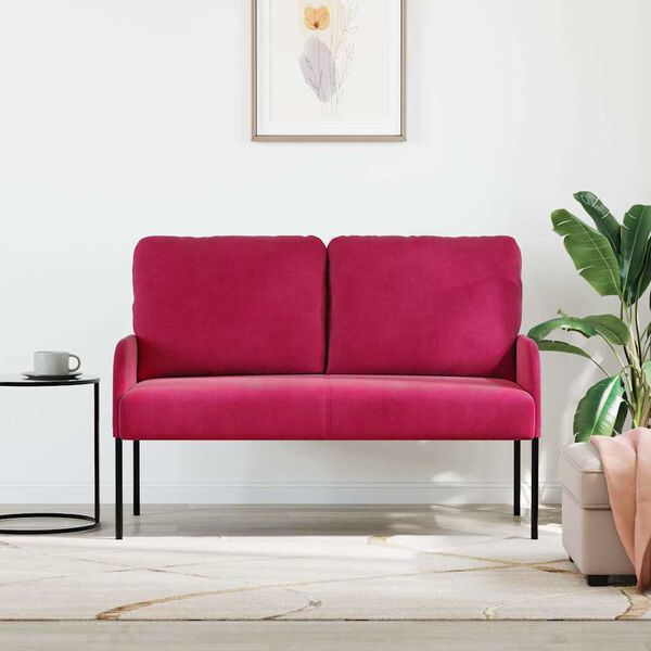 vidaXL Sofas mit Kissen 110cm Weinrot Sperrholz