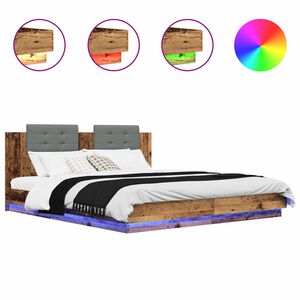 vidaXL Bettgestell mit Kopfteil Altholz 180 x 200 cm Holzwerkstoff