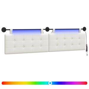 vidaXL H&auml;ngendes Kopfteil Mit LED Licht Wei&szlig; Kunstleder