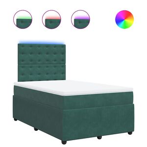 vidaXL Boxspringbett mit Matratze Dunkelgr&uuml;n 120x190 cm Samt
