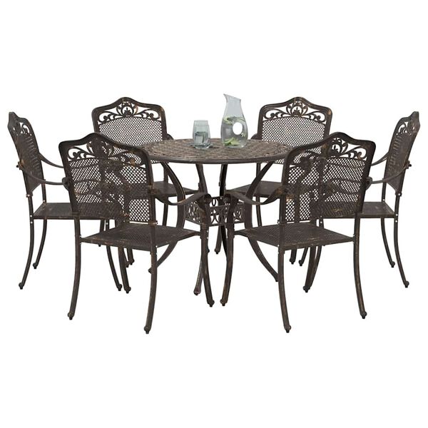 vidaXL Garten Essgruppe 7 pcs Bronze 90 x 90 x 75 cm Gussaluminium
