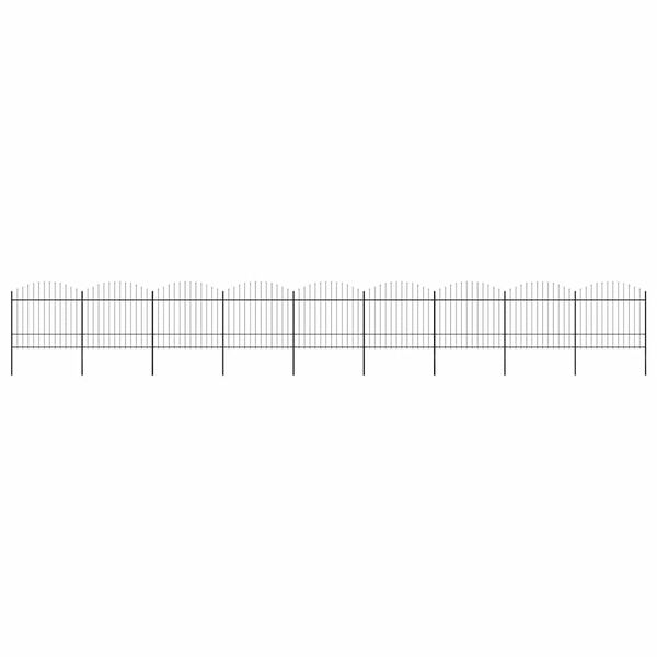 vidaXL Gartenzaun mit Speerspitzen Stahl (1,5 - 1,75) x 15,3 m Schwarz
