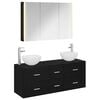 vidaXL Badezimmerm&ouml;bel-Set 4 pcs Schwarze Eiche Ingenieurholz und Glas