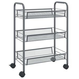 vidaXL K&uuml;chenwagen 3 Etagen Grau 46x26x64 cm Eisen