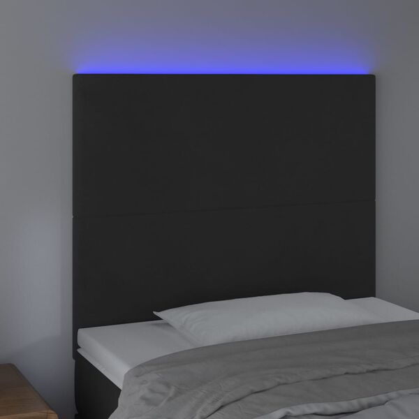 vidaXL LED Kopfteil Schwarz 80x5x118/128 cm Samt