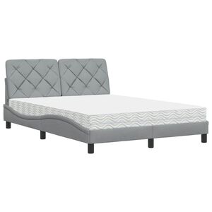 vidaXL Bett mit Matratze Hellgrau 120x200 cm Stoff