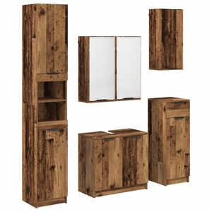 vidaXL Badezimmerm&ouml;bel-Set mit Schubladen 5 pcs Altholz Holzwerkstoff