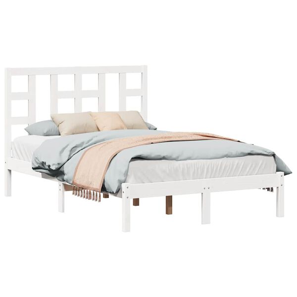 vidaXL Massivholzbett Wei&szlig; 120x190 cm