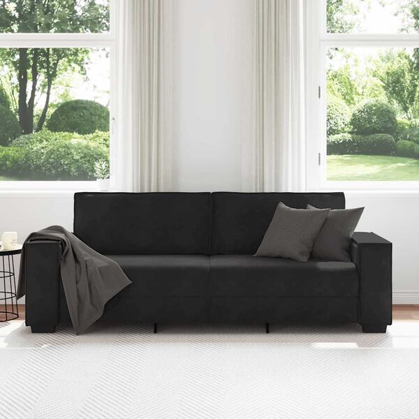 vidaXL 3-Sitzer-Sofa Schwarz 180 cm Samt