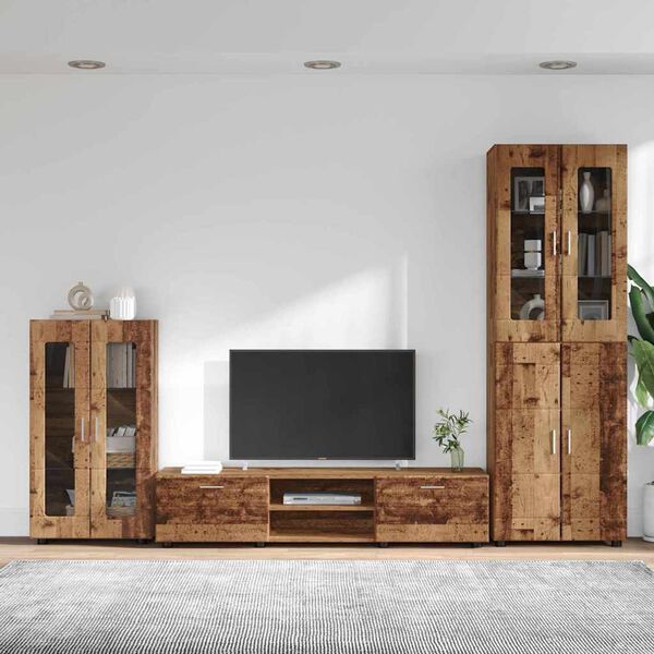 vidaXL TV-Schrankset mit Schubladen mit Regal Altholz Holzwerkstoff