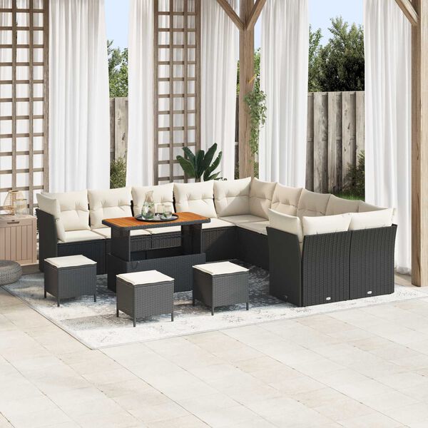 vidaXL Gartensofa-set 14 pcs Schwarz Poly-Rattan