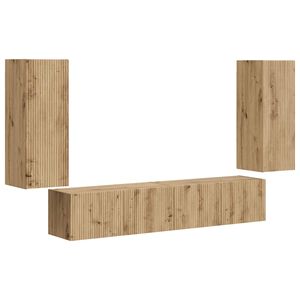 vidaXL TV-Wandregal-Set Wandmontiert 4 pcs Artisan-Eiche Holzwerkstoff