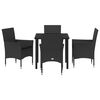 vidaXL Garten Essgruppe mit Kissen 5 pcs Schwarz Poly-Rattan