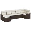 vidaXL Garten-Sofa-Set mit Kissen 7 pcs Braun und Wei&szlig; Poly Rattan