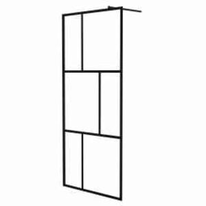 vidaXL Duschwand f&uuml;r Begehbare Duschen mit Hartglas Schwarz 90x195 cm