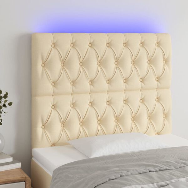 vidaXL LED Kopfteil Creme 90x7x118/128 cm Stoff