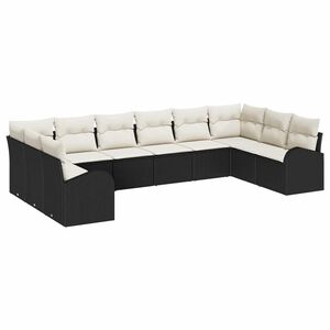vidaXL Gartensofa-set 10 stk. Schwarz und Wei&szlig; Poly-Rattan