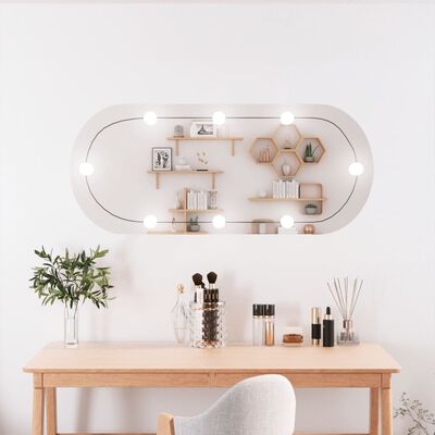 vidaXL Wandspiegel mit LED-Leuchten 40x90 cm Glas Oval