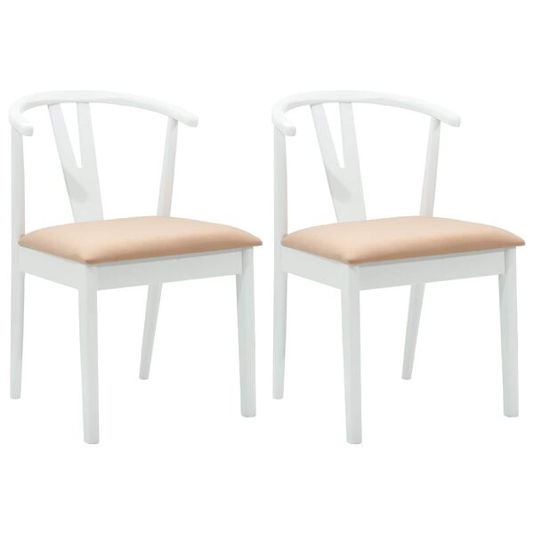 vidaXL Esszimmerstuhl 2 pcs Wei&szlig; und Braun Massives Gummiholz