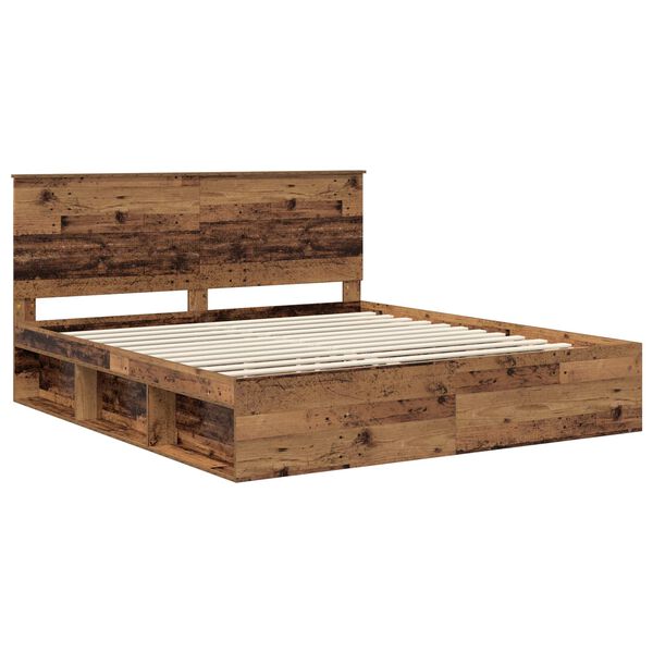 vidaXL Bettrahmen Altholz 200 x 200 cm Massives Kiefernholz