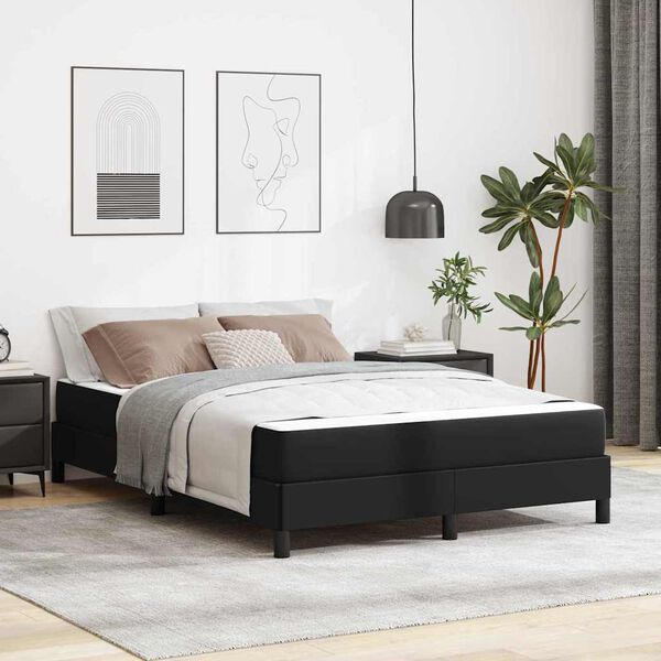 vidaXL Bettrahmen mit Matratze Schwarz 140 x 190 cm Stoff