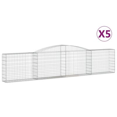 vidaXL Gabionen mit Hochbogen 5 Stk. 400x30x80/100cm Verzinktes Eisen