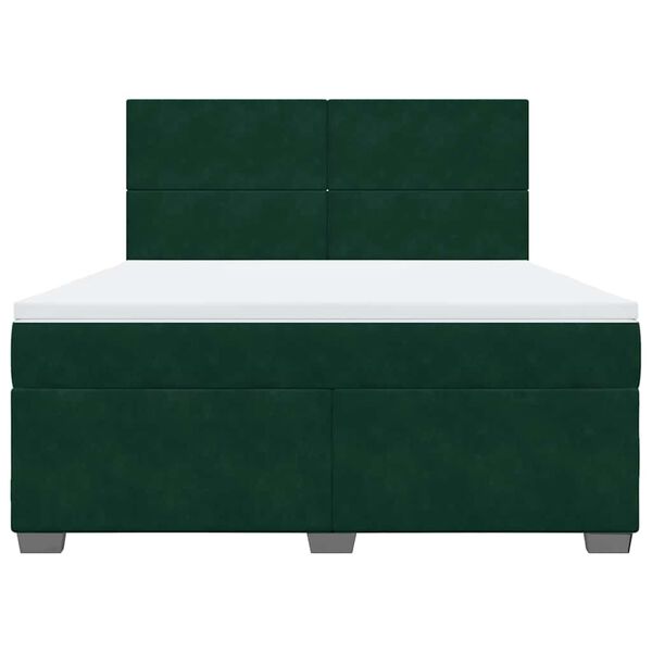 vidaXL Boxspringbett mit Matratze Dunkelgr&uuml;n 180x200 cm Samt
