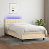 vidaXL Boxspringbett mit Matratze & LED Creme 80x200 cm Stoff