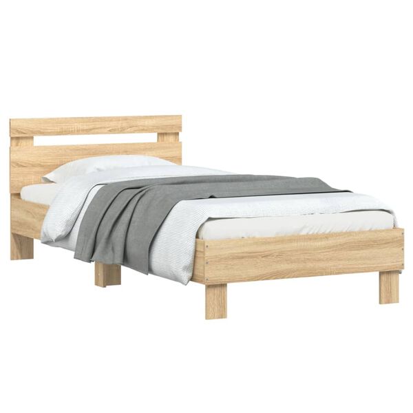 vidaXL Bettgestell ohne Matratze mit Kopfteil Sonoma-Eiche 90x200 cm