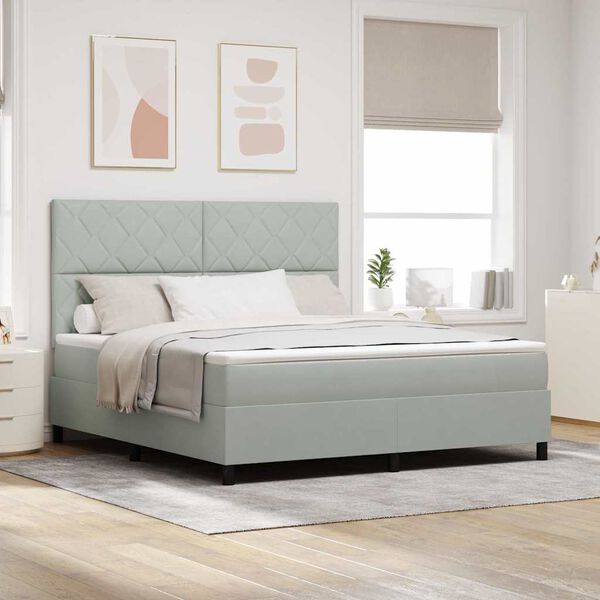 vidaXL Boxspringbett mit Matratze Hellgrau 180 x 200 cm Stoff