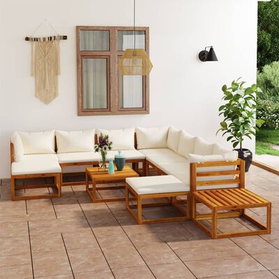 vidaXL 12-tlg. Garten-Lounge-Set mit Auflagen Creme Massivholz Akazie